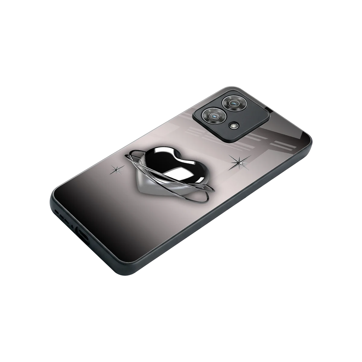 Holo Heart stylish phone case for motorola edge 40 neo 5g | glossy glass and slim fit