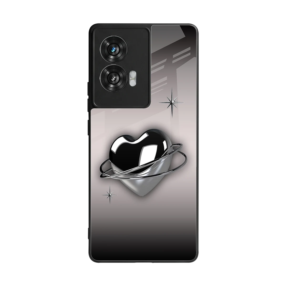 Holo Heart back phone cover | glass case for motorola edge 50 fusion