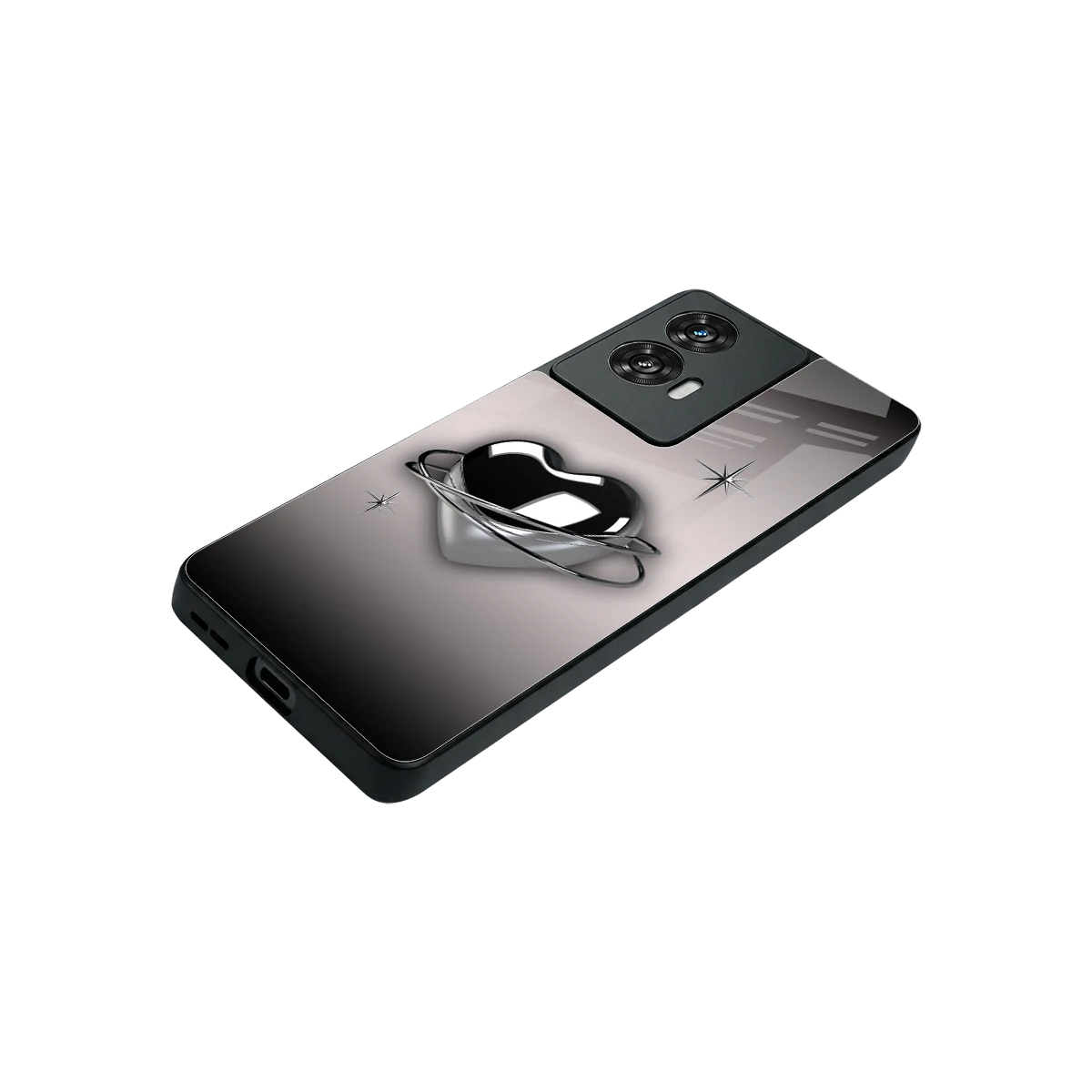 Holo Heart stylish phone case for motorola edge 50 fusion | glossy glass and slim fit
