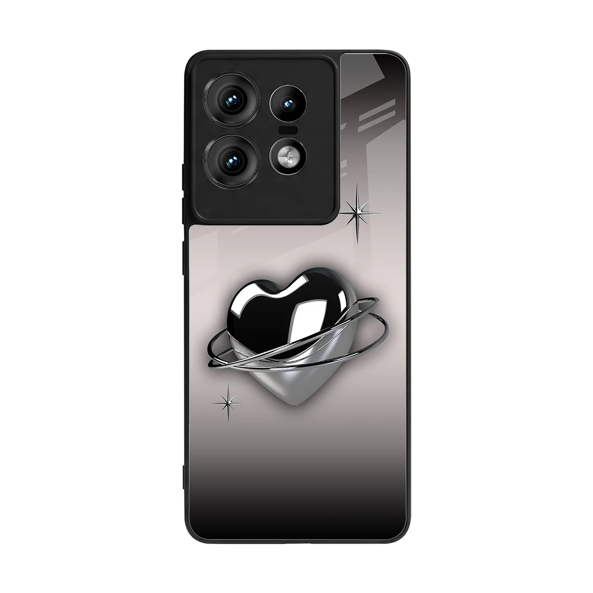 Holo Heart back phone cover | glass case for motorola edge 50 pro