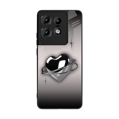 Holo Heart back phone cover | glass case for motorola edge 50 pro