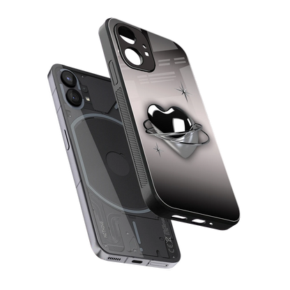 Holo Heart sleek nothing phone 1 cover with tempered glass back and TPU edges