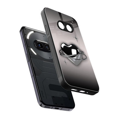 Holo Heart sleek nothing phone 2a cover with tempered glass back and TPU edges