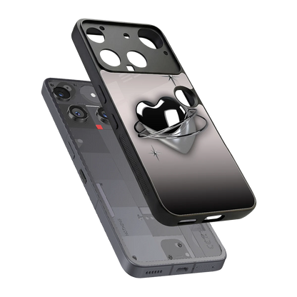 Holo Heart sleek nothing phone 3 cover with tempered glass back and TPU edges