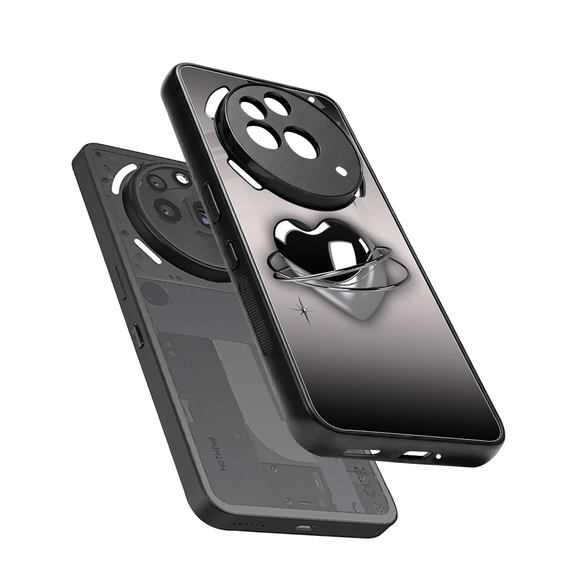 Holo Heart sleek nothing phone 3a pro cover with tempered glass back and TPU edges