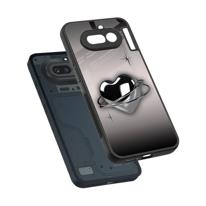 Holo Heart sleek nothing phone 4a cover with tempered glass back and TPU edges