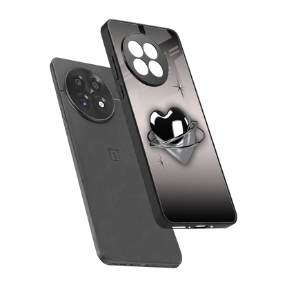 Holo Heart sleek oneplus 13r cover with tempered glass back and TPU edges