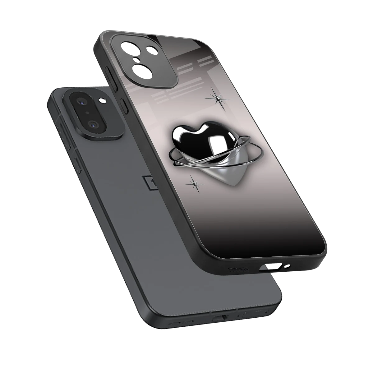Holo Heart sleek oneplus 15r cover with tempered glass back and TPU edges