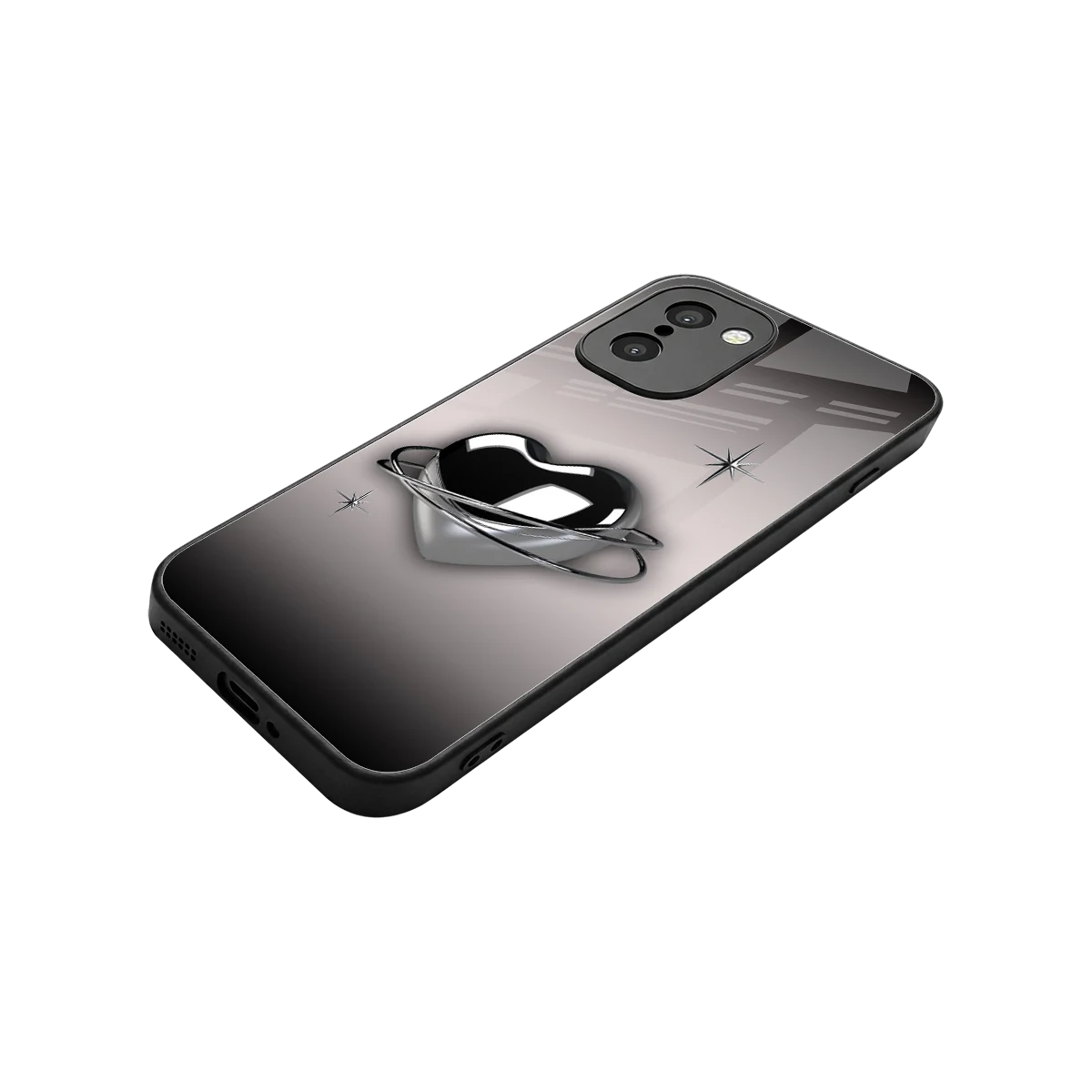 Holo Heart stylish phone case for oneplus 15r | glossy glass and slim fit