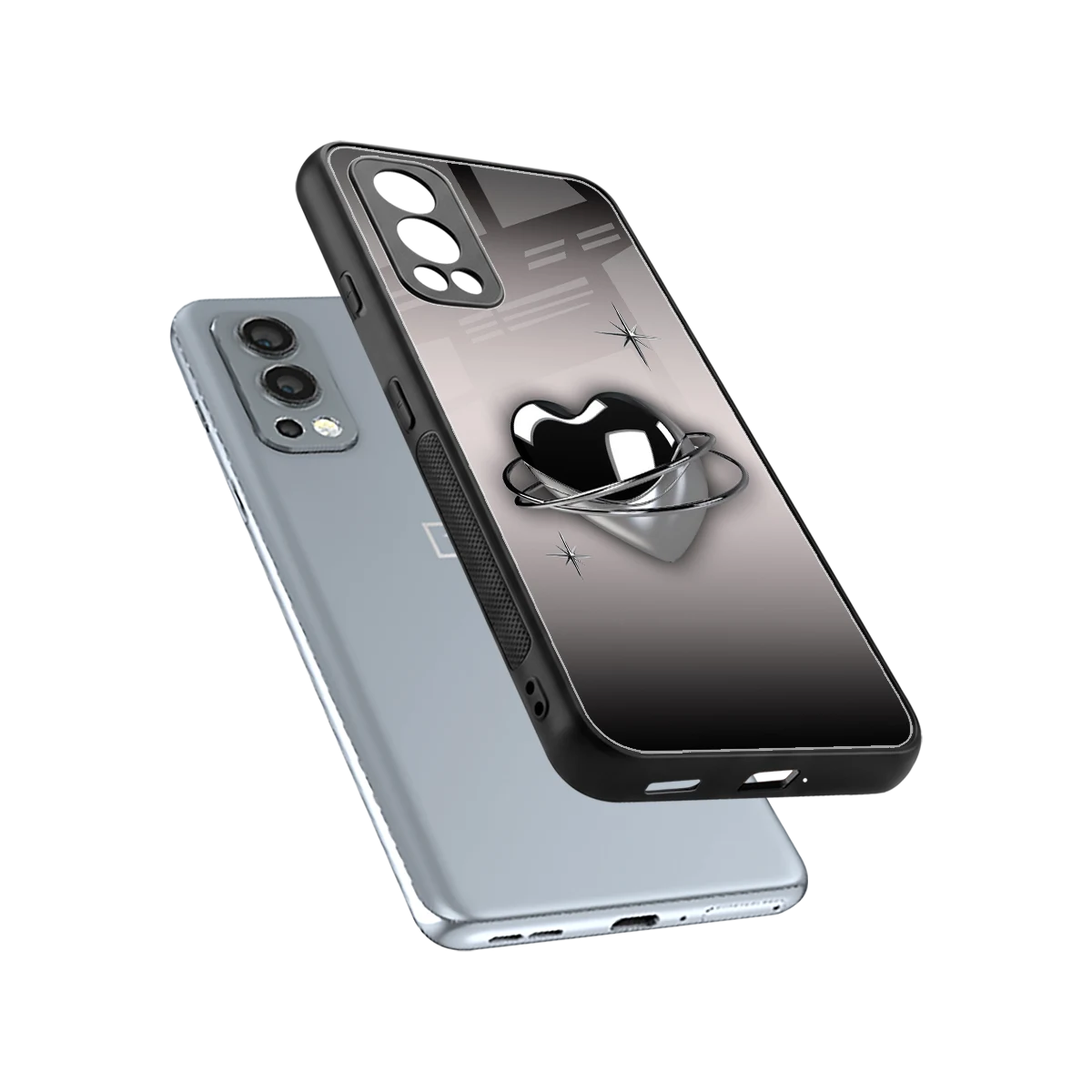 Holo Heart sleek oneplus nord 2 cover with tempered glass back and TPU edges