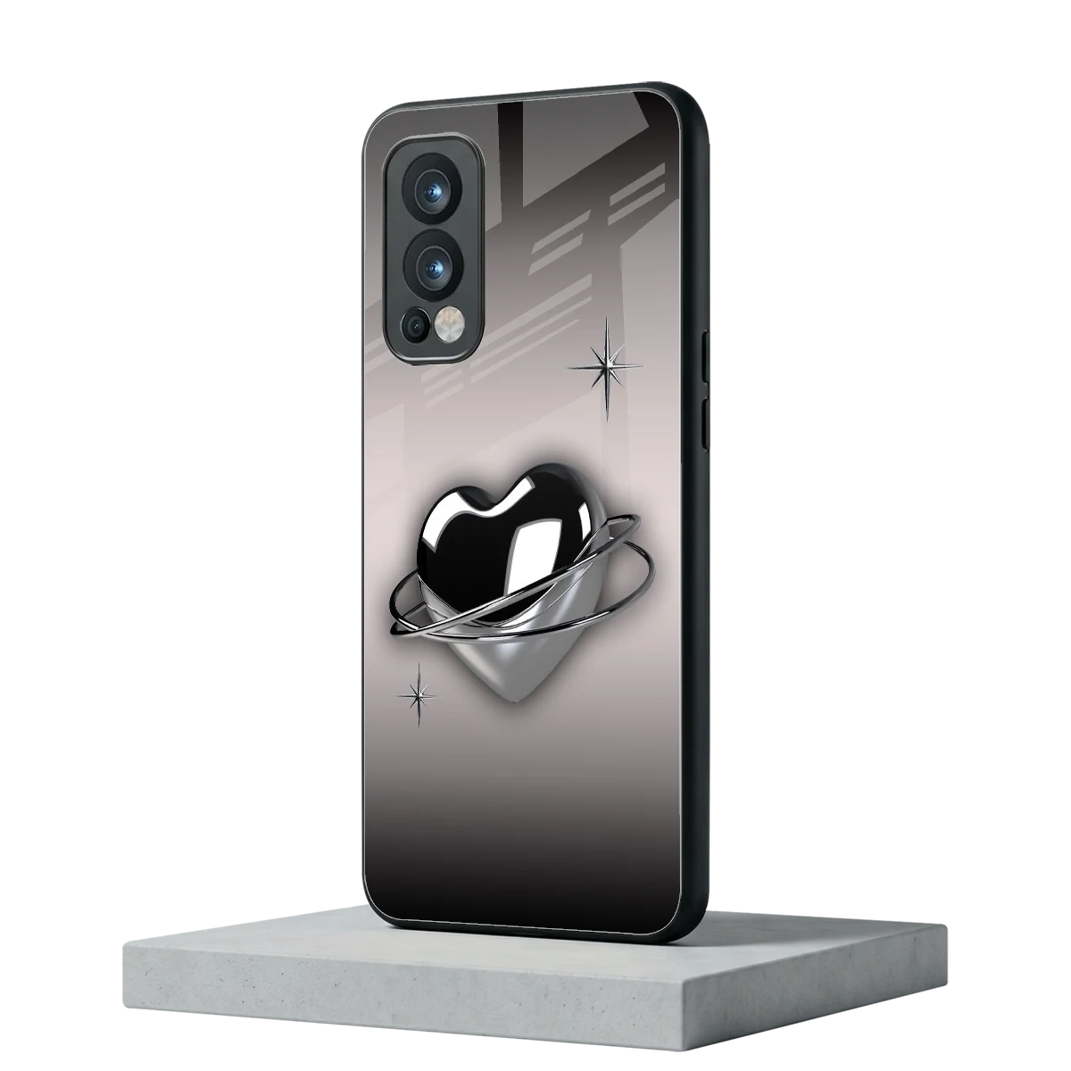 Holo Heart oneplus nord 2 mobile cover | shockproof glass phone case