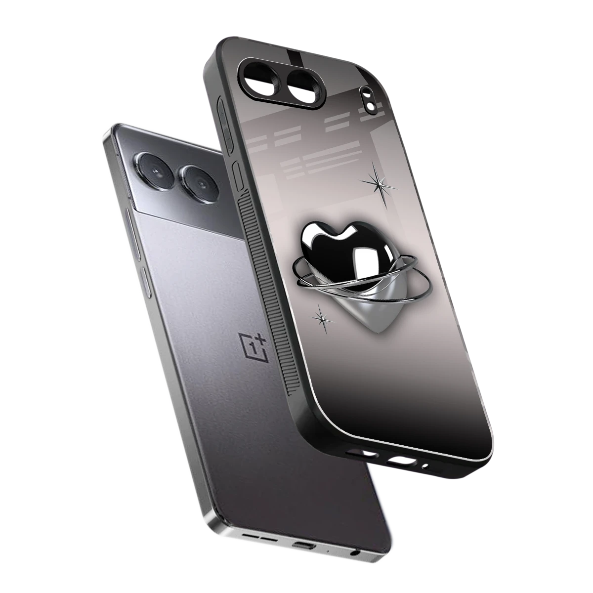 Holo Heart sleek oneplus nord 4 cover with tempered glass back and TPU edges