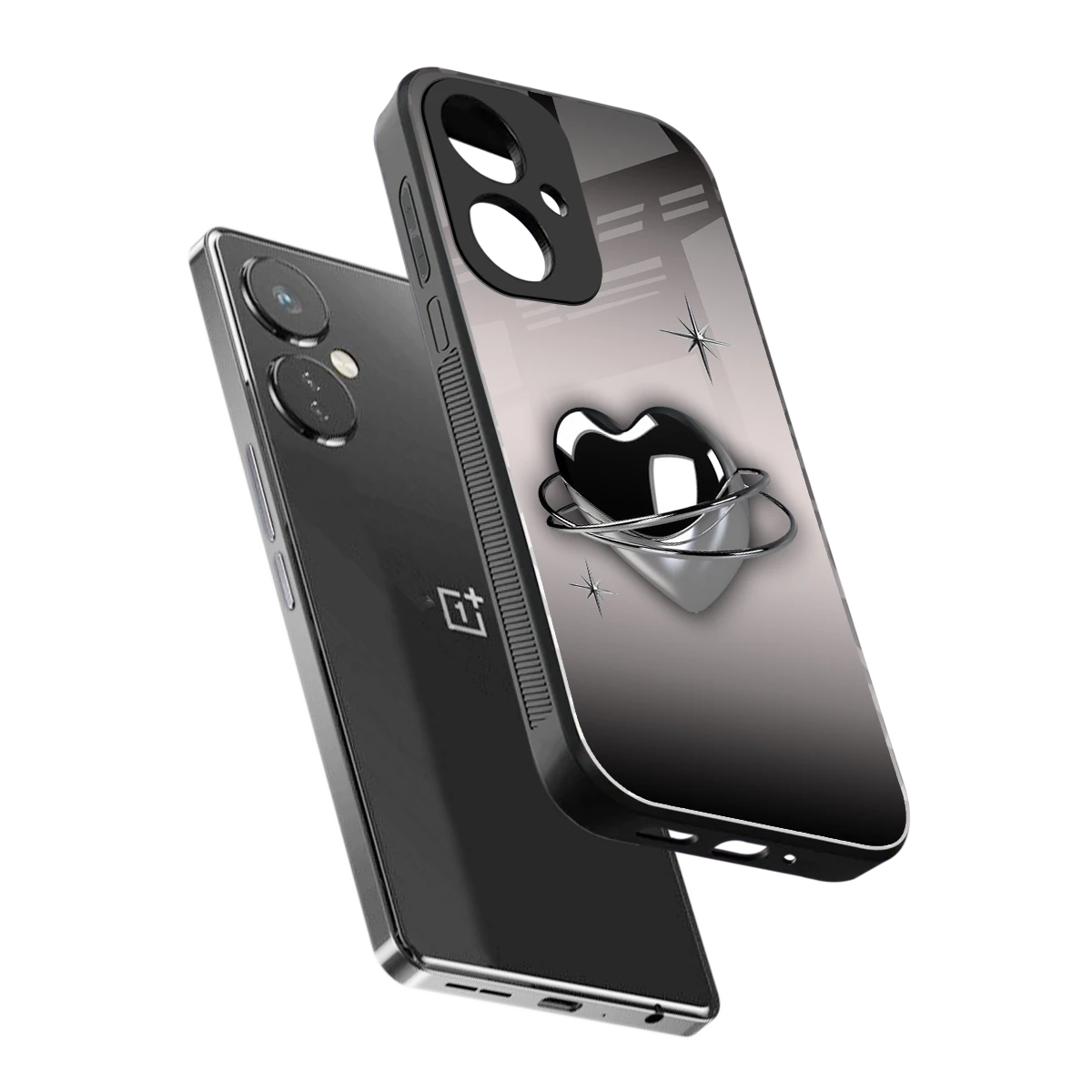 Holo Heart sleek oneplus nord ce 3 cover with tempered glass back and TPU edges