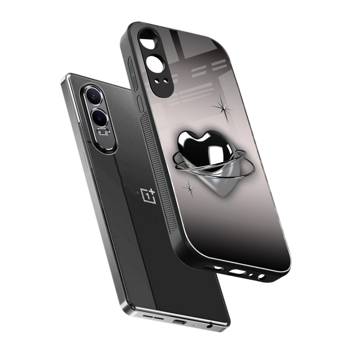 Holo Heart sleek oneplus nord ce 4 lite cover with tempered glass back and TPU edges