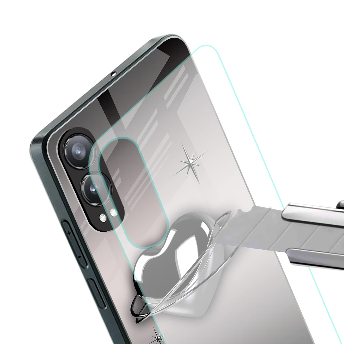 Holo Heart stylish phone case for oneplus nord ce 4 lite | glossy glass and slim fit