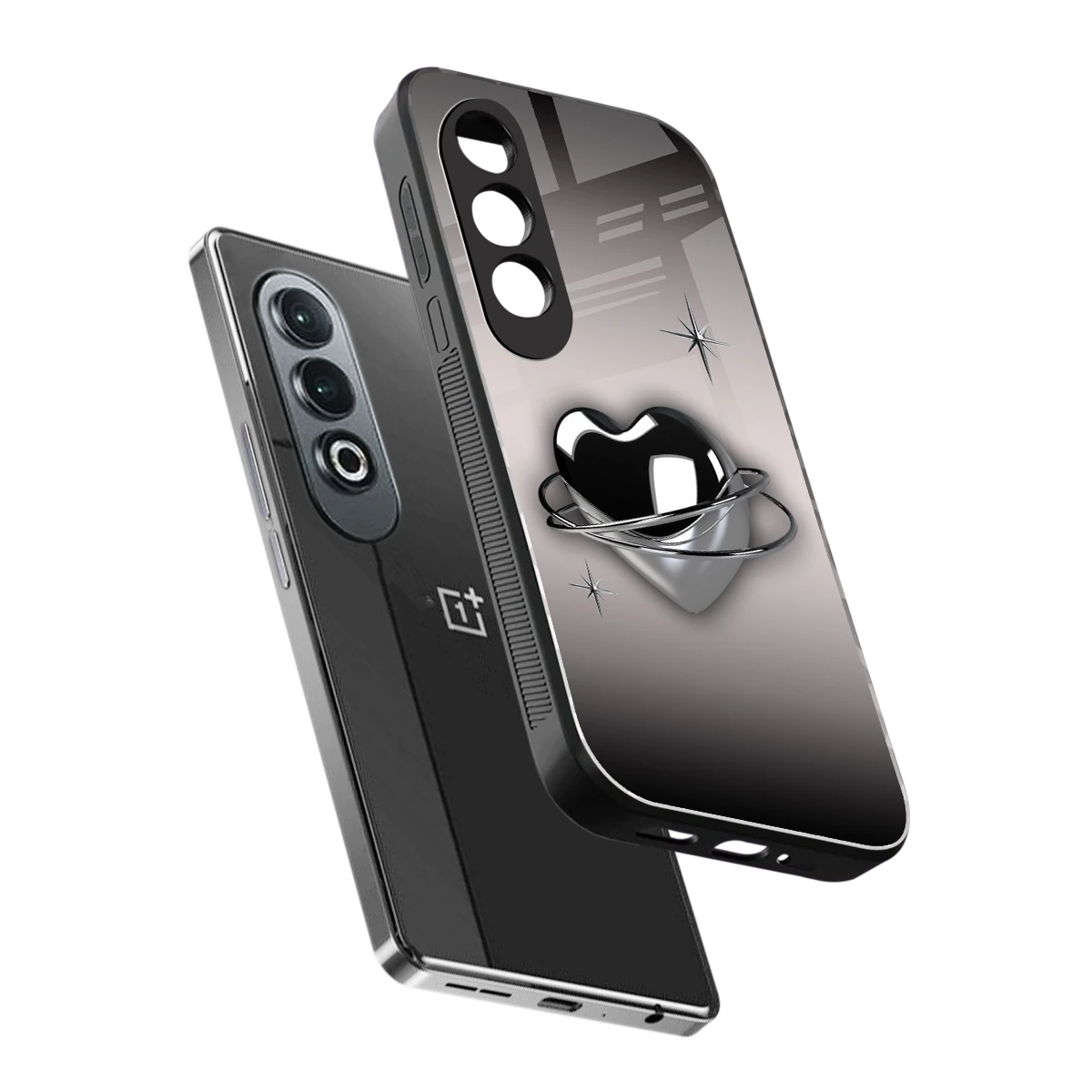 Holo Heart sleek oneplus nord ce 4 cover with tempered glass back and TPU edges