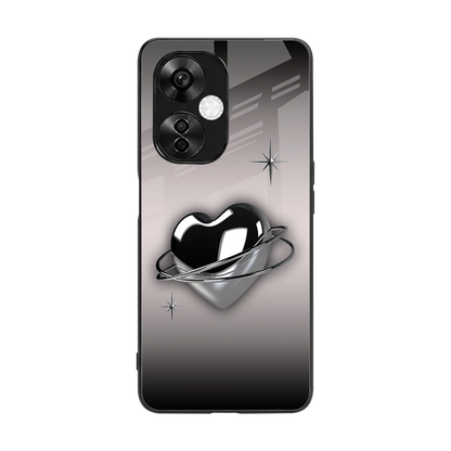 Holo Heart back phone cover | glass case for oneplus nord ce 3 lite