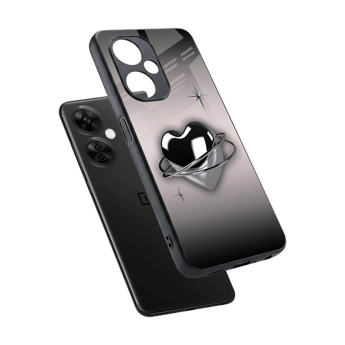 Holo Heart sleek oneplus nord ce 3 lite cover with tempered glass back and TPU edges