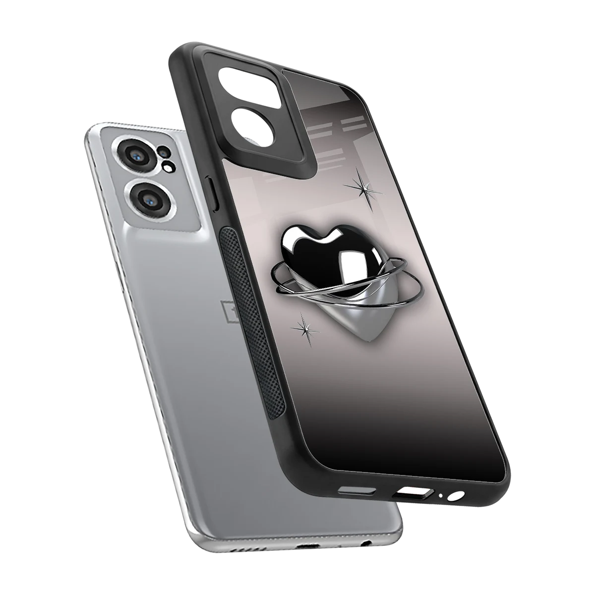 Holo Heart sleek oneplus nord ce 2 cover with tempered glass back and TPU edges