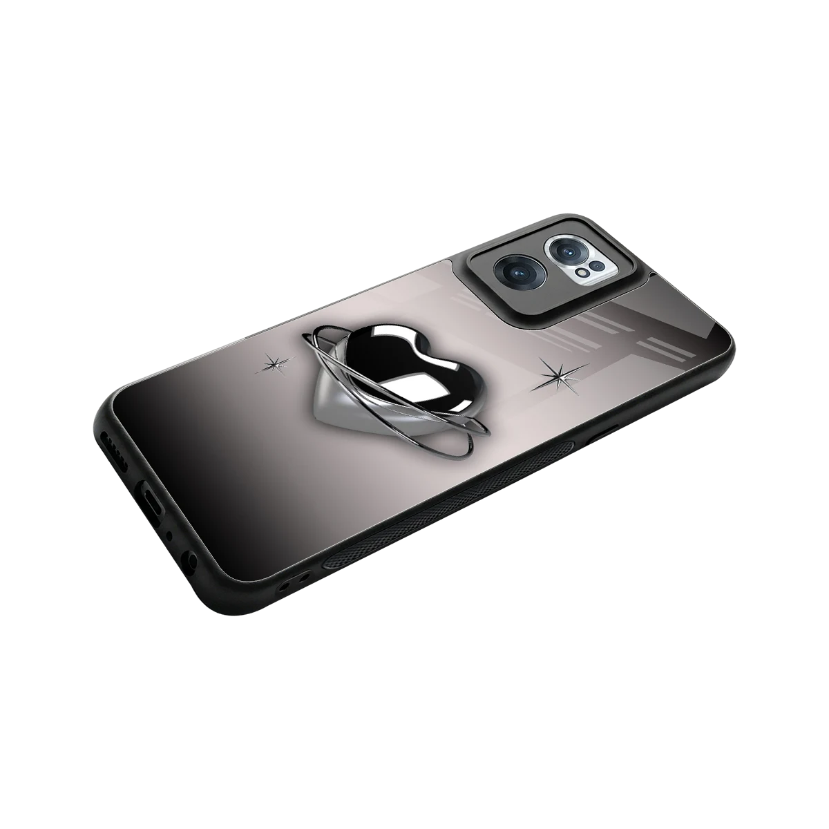 Holo Heart stylish phone case for oneplus nord ce 2 | glossy glass and slim fit
