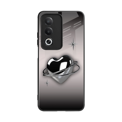 Holo Heart back phone cover | glass case for oppo a3 pro