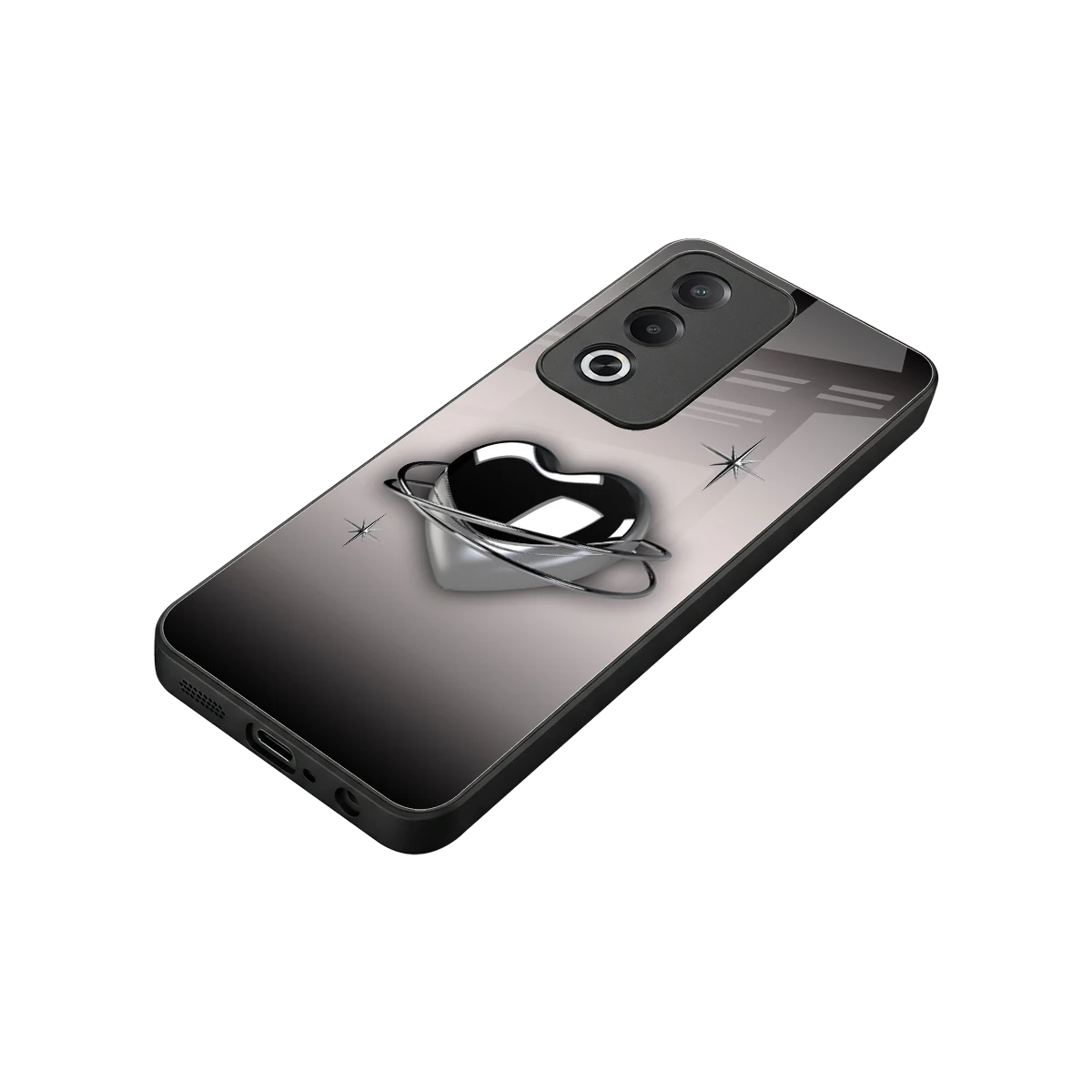 Holo Heart stylish phone case for oppo a3 pro | glossy glass and slim fit