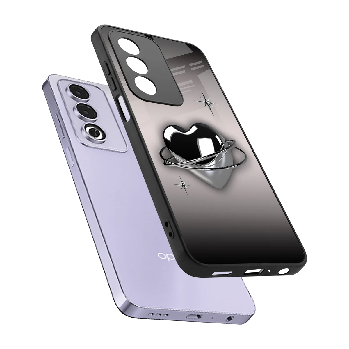 Holo Heart sleek oppo a3 pro cover with tempered glass back and TPU edges