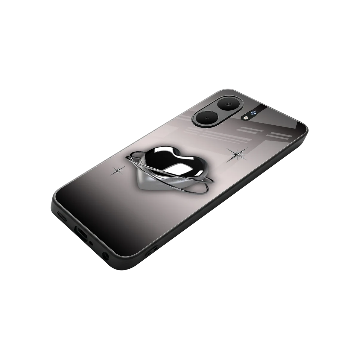 Holo Heart stylish phone case for oppo a5x 5g | glossy glass and slim fit