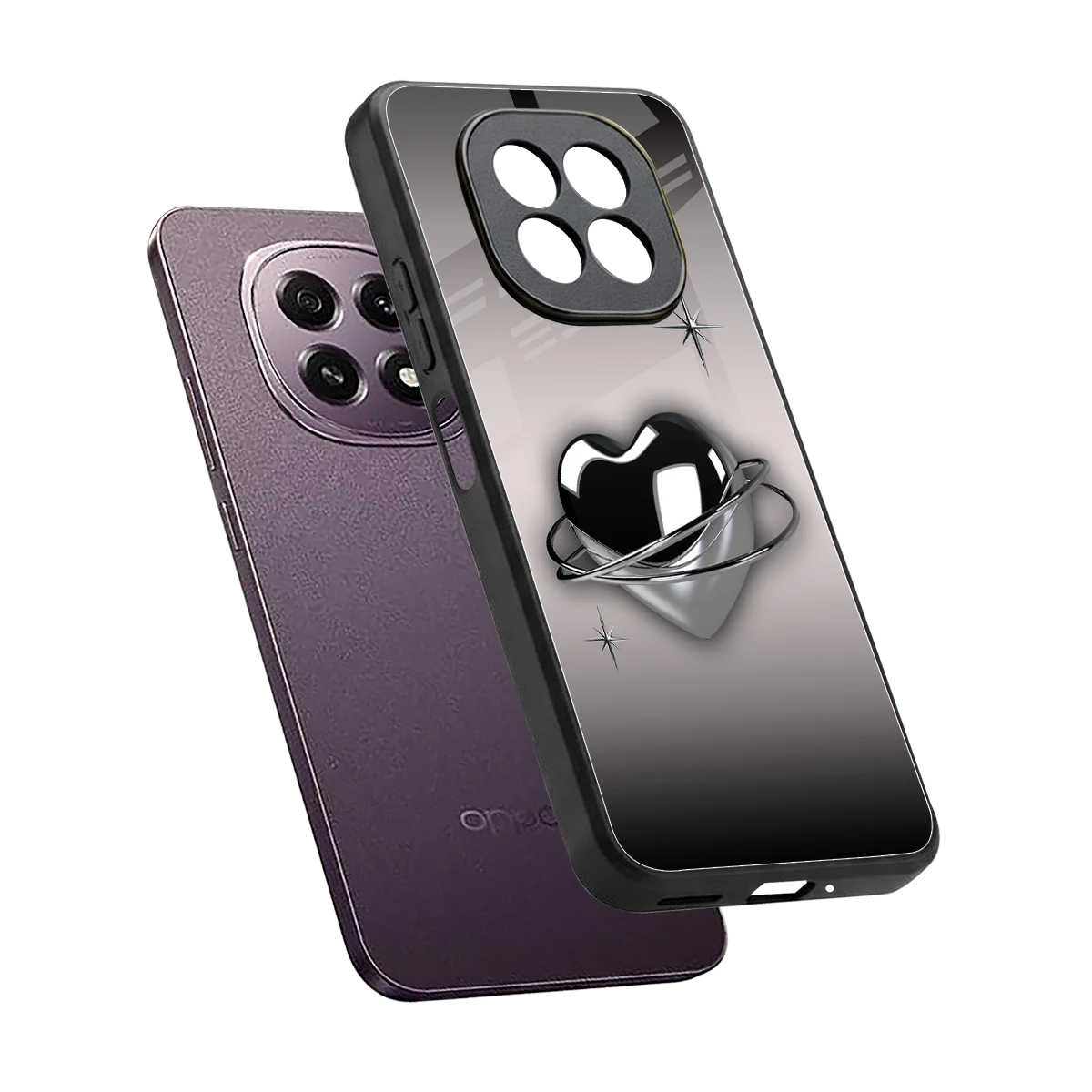 Holo Heart sleek oppo f29 5g cover with tempered glass back and TPU edges