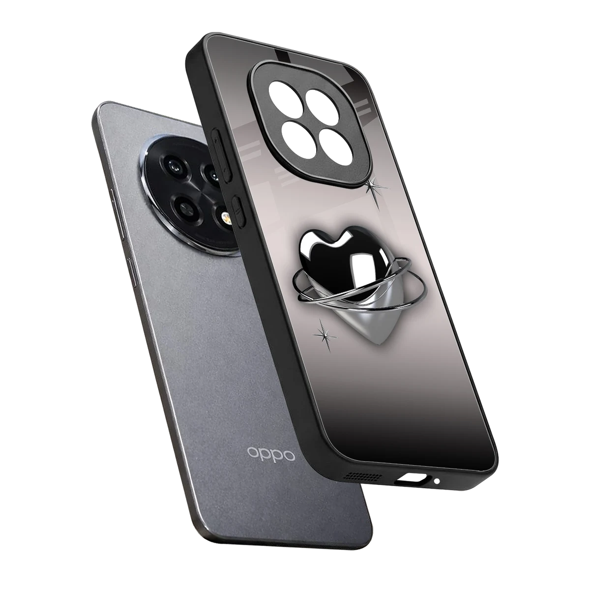 Holo Heart sleek oppo f29 pro 5g cover with tempered glass back and TPU edges