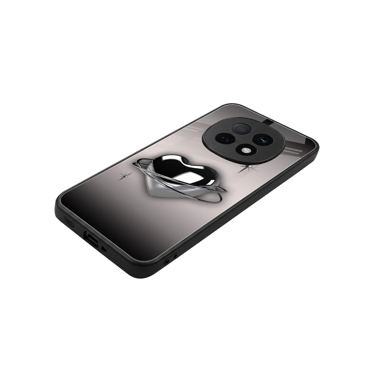 Holo Heart stylish phone case for oppo f29 pro 5g | glossy glass and slim fit