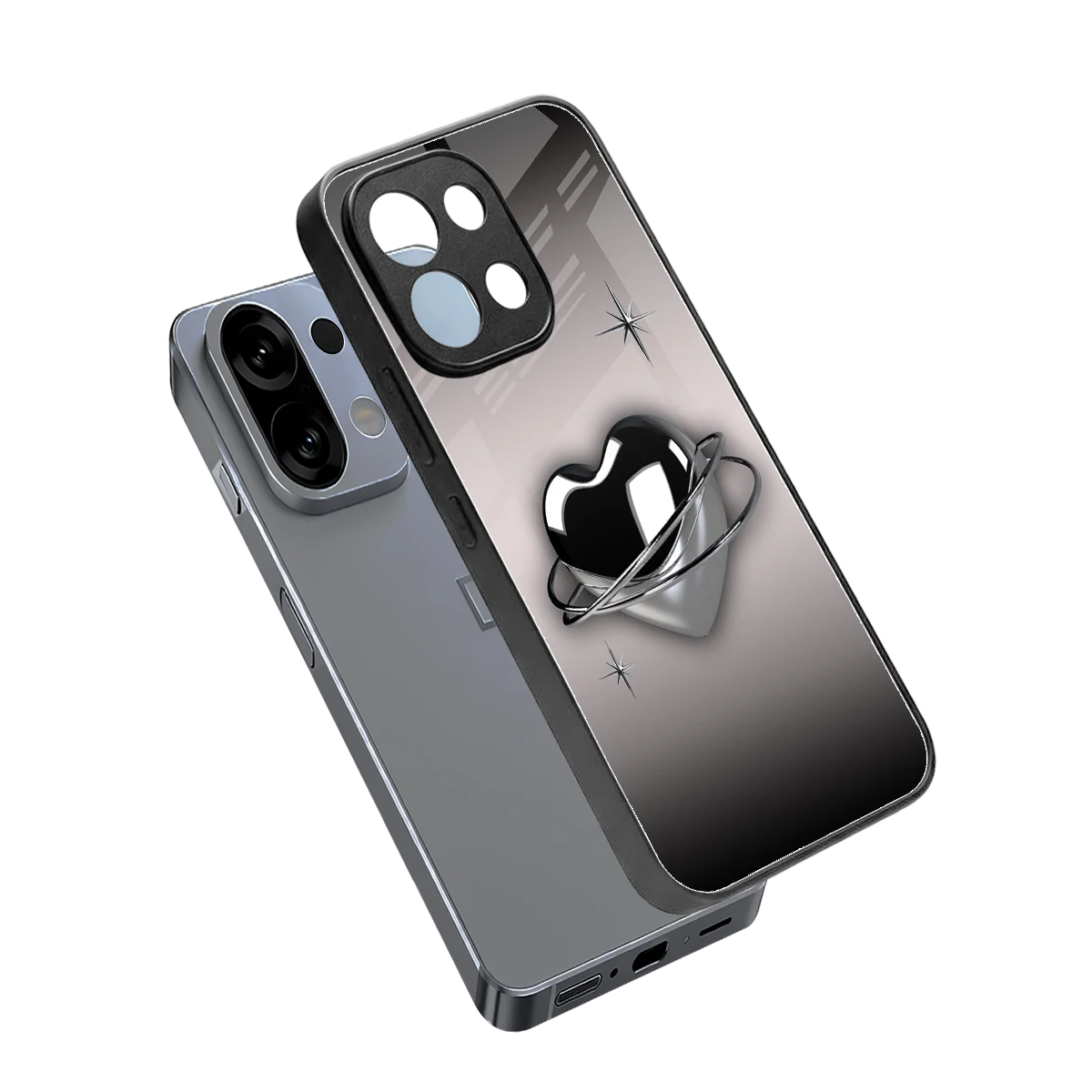 Holo Heart sleek oppo k13 5g cover with tempered glass back and TPU edges