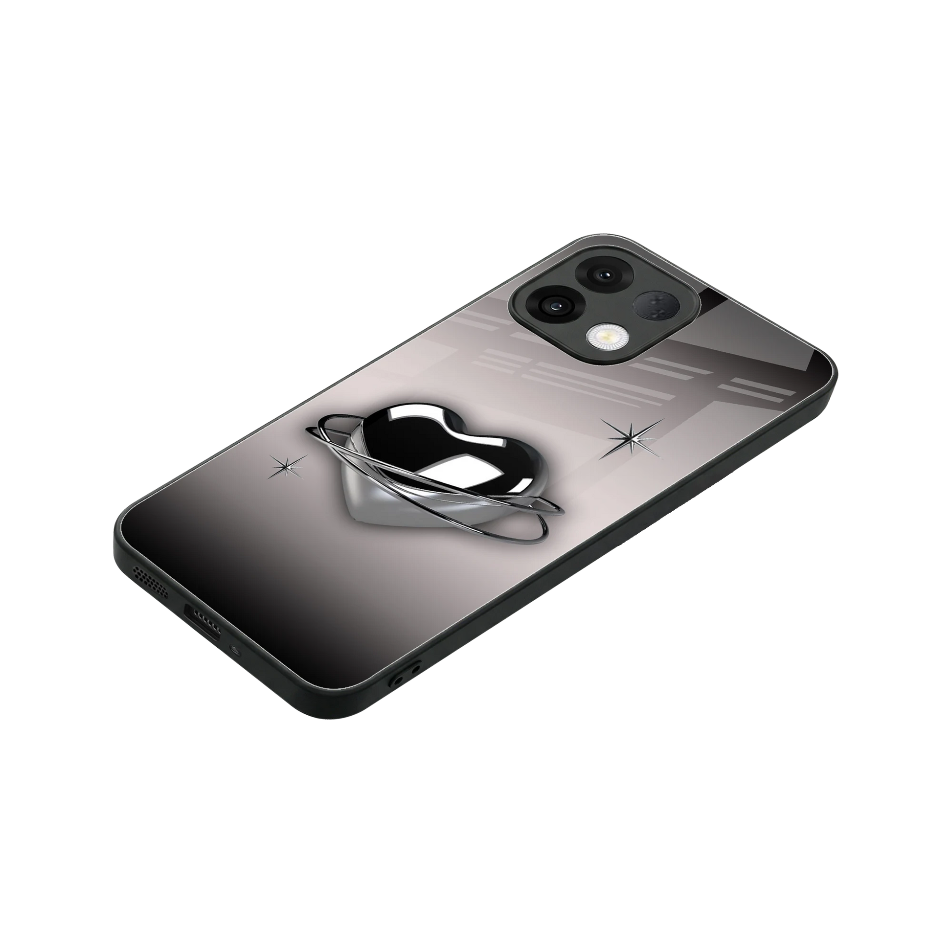 Holo Heart stylish phone case for oppo k13 5g | glossy glass and slim fit