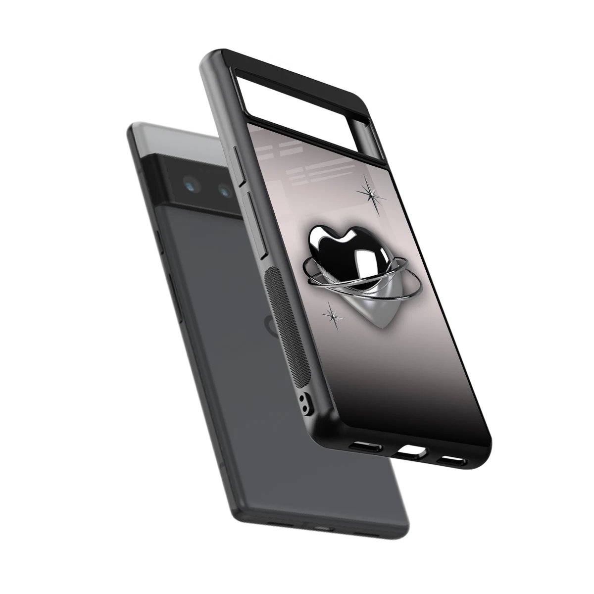Holo Heart sleek google pixel 6 pro cover with tempered glass back and TPU edges