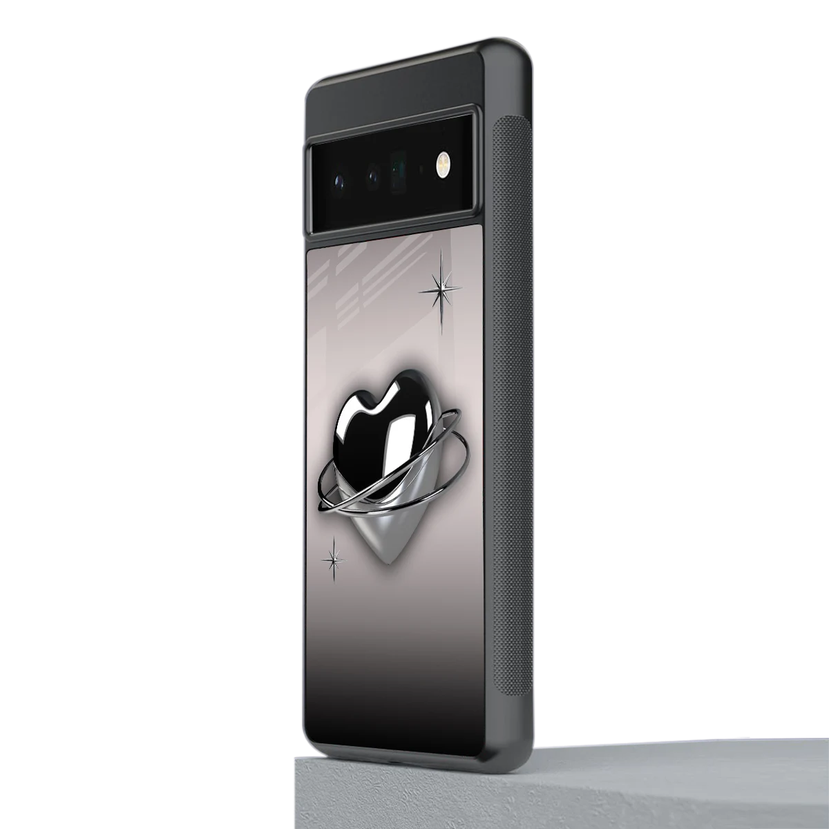 Holo Heart stylish phone case for google pixel 6 pro | glossy glass and slim fit