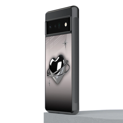 Holo Heart stylish phone case for google pixel 6 pro | glossy glass and slim fit