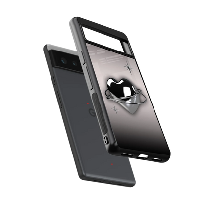 Holo Heart sleek google pixel 6a cover with tempered glass back and TPU edges