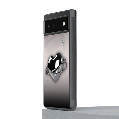 Holo Heart stylish phone case for google pixel 6 | glossy glass and slim fit