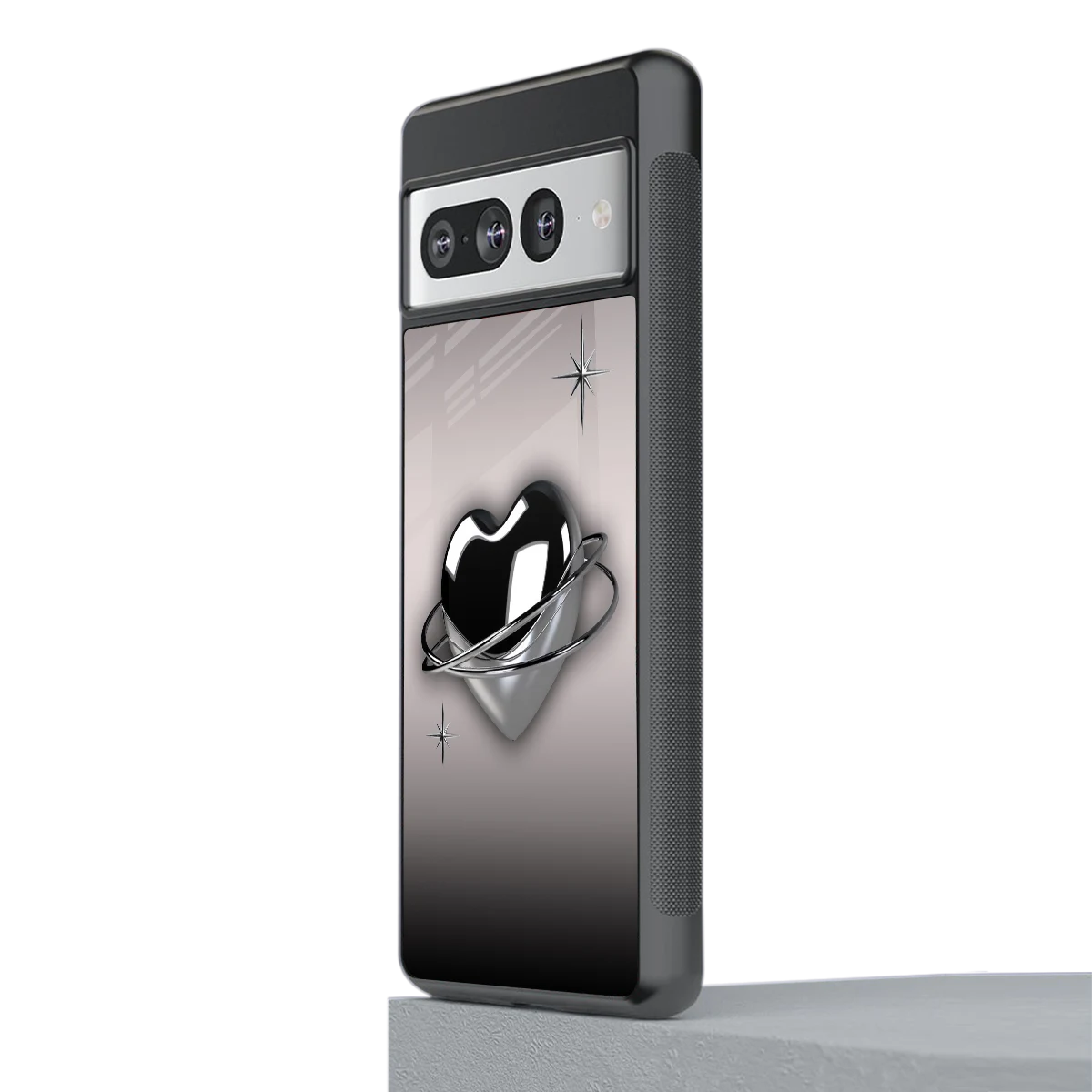 Holo Heart stylish phone case for google pixel 7 pro | glossy glass and slim fit