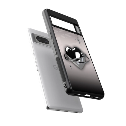 Holo Heart sleek google pixel 7a cover with tempered glass back and TPU edges