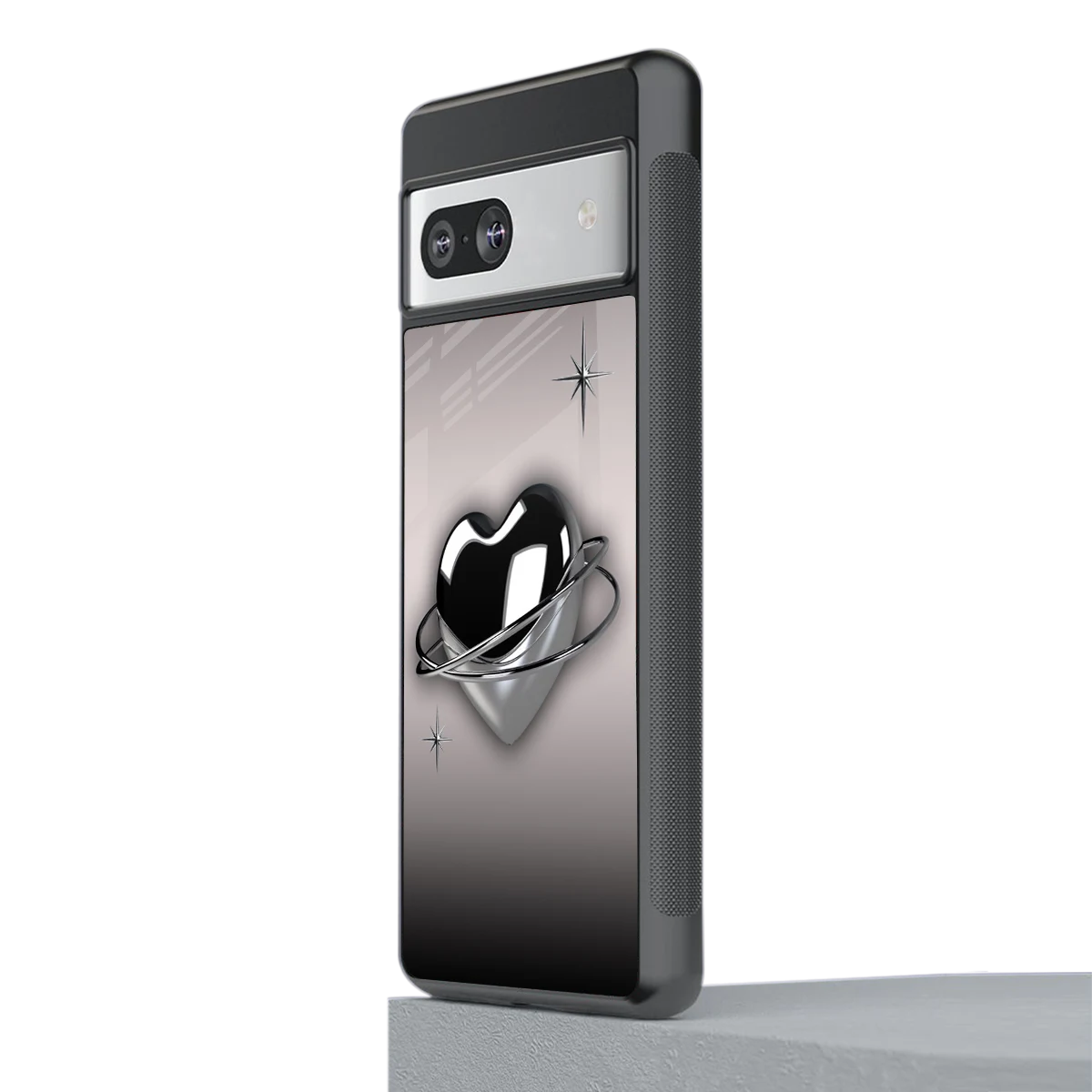 Holo Heart stylish phone case for google pixel 7 | glossy glass and slim fit
