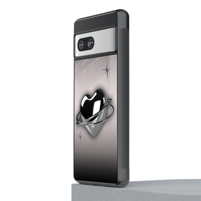 Holo Heart stylish phone case for google pixel 7 | glossy glass and slim fit