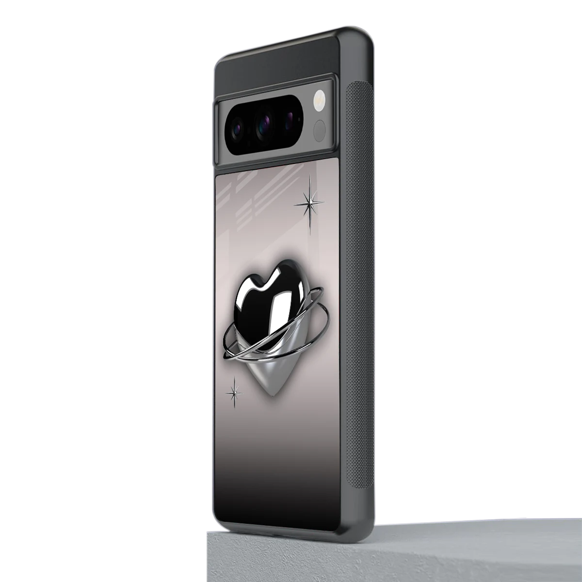 Holo Heart stylish phone case for google pixel 8 pro | glossy glass and slim fit