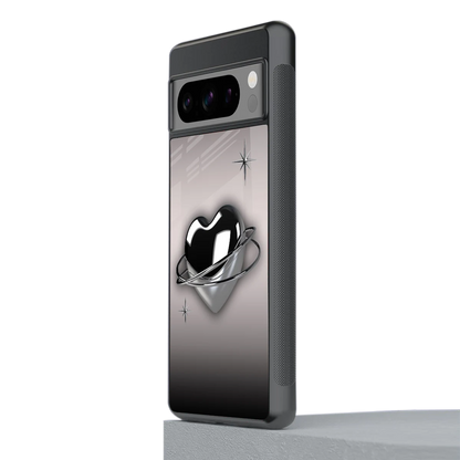 Holo Heart stylish phone case for google pixel 8 pro | glossy glass and slim fit