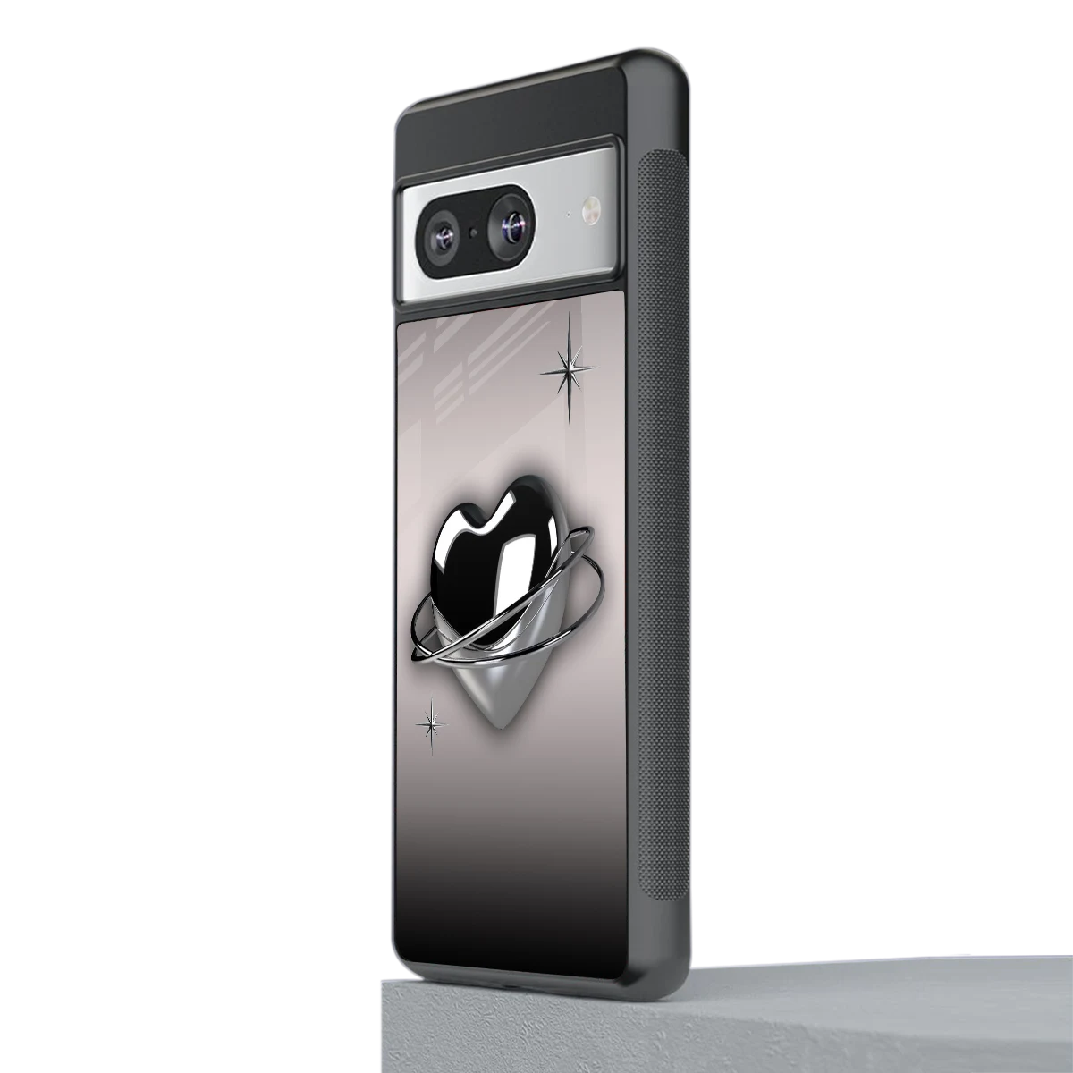 Holo Heart stylish phone case for google pixel 8 | glossy glass and slim fit