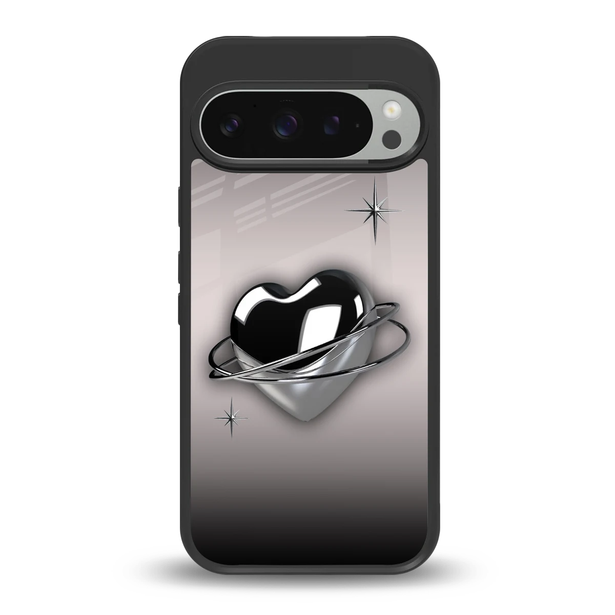 Holo Heart back phone cover | glass case for google pixel 9 pro