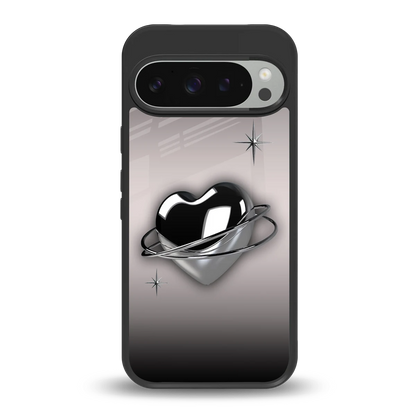 Holo Heart back phone cover | glass case for google pixel 9 pro