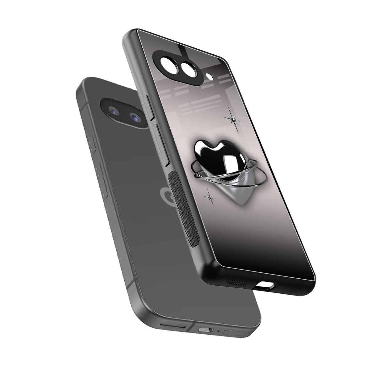 Holo Heart sleek google pixel 10a cover with tempered glass back and TPU edges