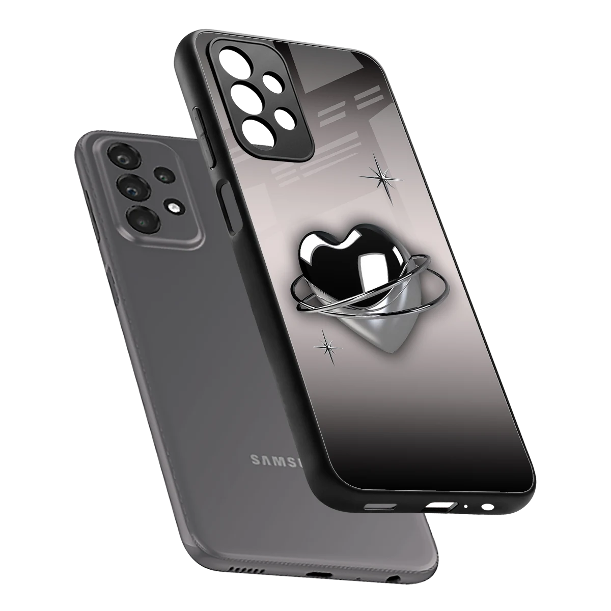 Holo Heart sleek samsung galaxy a23 cover with tempered glass back and TPU edges