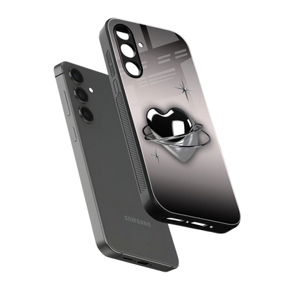 Holo Heart sleek samsung galaxy a55 5g cover with tempered glass back and TPU edges